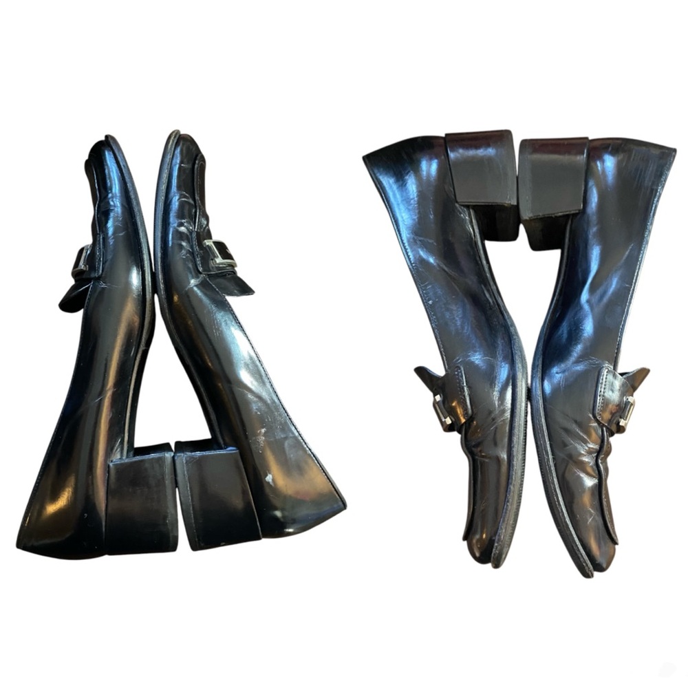 PRADA Vintage Classic Black Patent Leather Loafer Moccasin Shoes EU 39.5 US8.5 - Picture 5 of 11